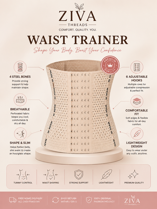 Premium Waist Trainer with 6 Adjustable Hooks | Ziva Threads