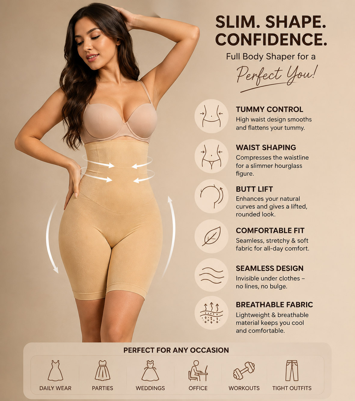 Premium Tummy Control Body Shaper for Women | Ziva Threads